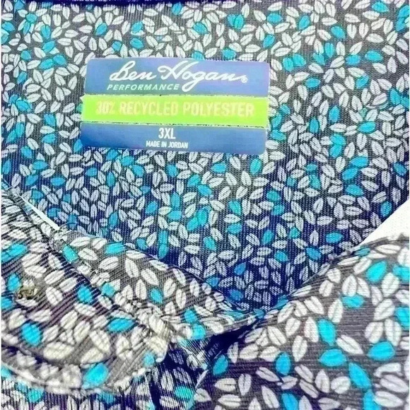 Ben Hogan Performance Men’s  Golf Shirt Blue Print Size 3XL - Picture 2 of 5